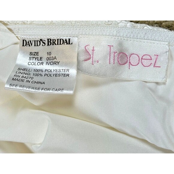 St. Tropez Wedding Dress Sz. 10 Ivory Halter Pearl Beaded Lace with Sweep Train - Picture 13 of 14